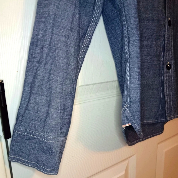 Five Brother Chambray Button Front Long Sleeve Shirt - Picture 3 of 7